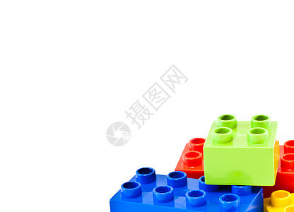 构块积木白色童年玩具砖块塑料幼儿园红色背景图片