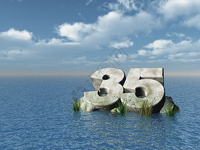 30 5 个多云纪念日蓝色芦苇数字海洋岩石周年插图纪念碑图片