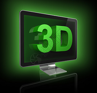 带有3D文字的 3D 电视屏幕娱乐监视器白色宽屏技术电脑电子产品展示平面金属图片
