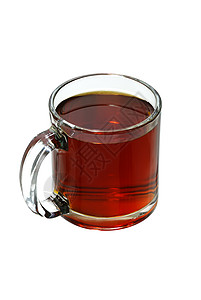 在白色背景中孤立的茶杯液体香气玻璃红色食品味道一杯茶酿造黑色早餐图片