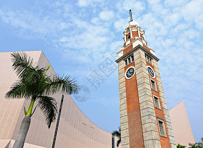 香港尖沙台钟塔时间日历历史性城市建筑历史圆圈装置旅行古董图片