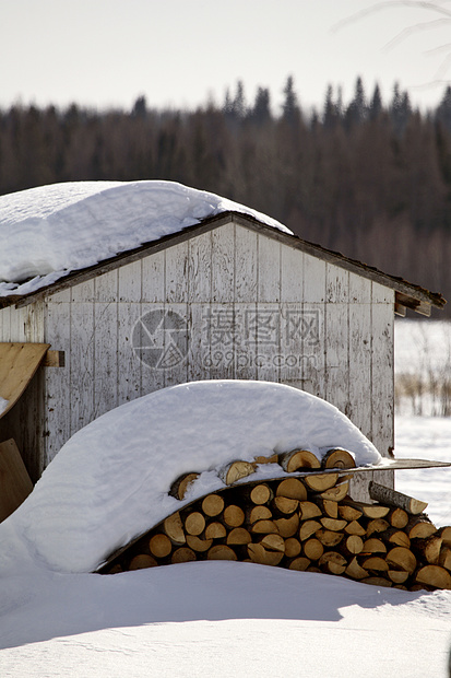 白雪覆盖了多尔湖的火柴堆图片