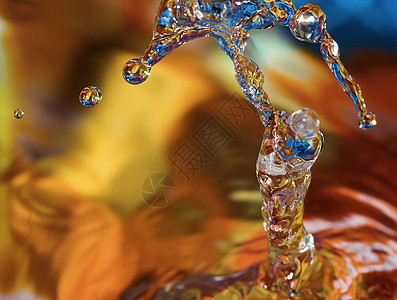 具有丰富多彩和创意的水滴创造水雕宏观反射雕塑静物圆圈活力液体张力海浪图片