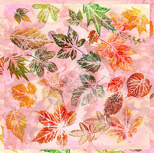 水彩秋天叶子摘要背景 水彩 叶子森林克力木头手工墙纸季节装饰品绘画植物艺术背景