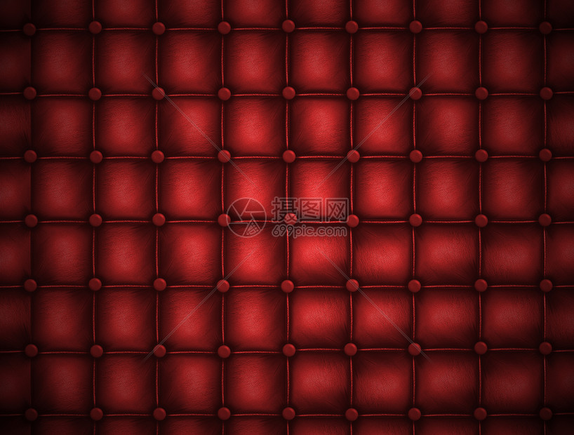 红色的皮革被沙发缝了被子摄影奢华纺织品对角线座位按钮正方形财富框架图片