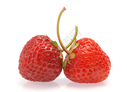 两个草莓健康种子红色甜点活力蔬菜早餐养分农业水果图片