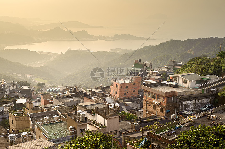 城市日落住宅海洋风景建筑学爬坡场景房子景观吸引力港口图片