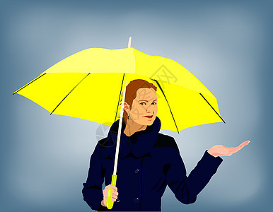 在雨天的女人 抱着乌布鲁拉图片