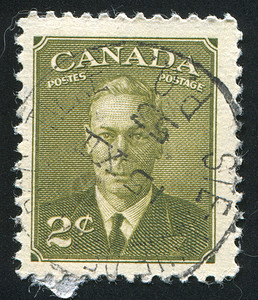 加拿大邮票邮戳邮件国王头发集邮邮资君主男人明信片历史性背景