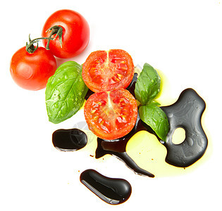 新鲜西红柿 含黄醋烹饪沙拉红色饮食瓶子厨房食物草本植物美食敷料图片