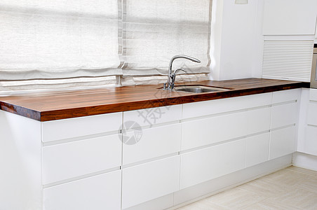 现代厨房白色烹饪台面制品内阁火炉柜台桌子玻璃装修图片