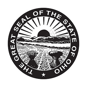 俄亥俄州海豹印象插图领土图形化邮票白色圆形背景图片