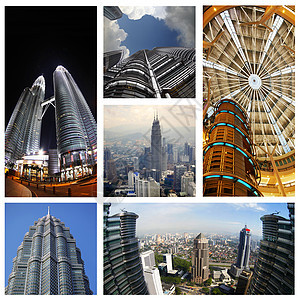 Peternas双子塔工程棕榈旅行场景生活城市摩天大楼天空办公室地标图片