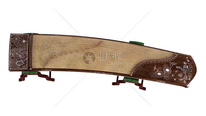 传统木制古筝古董艺术琴弦文化乐器工作室插图图片