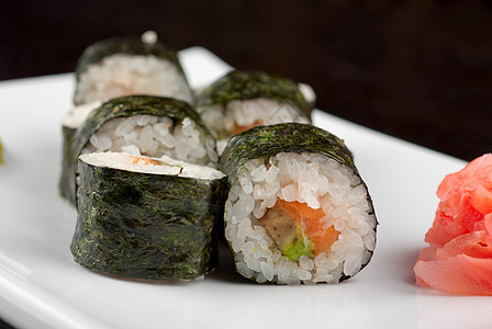 日本北海道北海道maki海鲜文化海苔寿司午餐食物盘子美食餐厅海藻背景