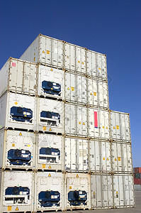 集装箱集装箱在港口托运国际进口载体起重机送货运输商业出口金属加载图片