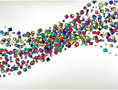 B 简要的多彩背景 EPS 8螺旋插图力量海浪立方体曲线黄色粒子运动艺术图片