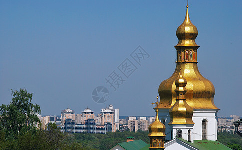 乌克兰基辅天空蓝色圆顶旅行建筑寺庙首都教会天炉宗教图片