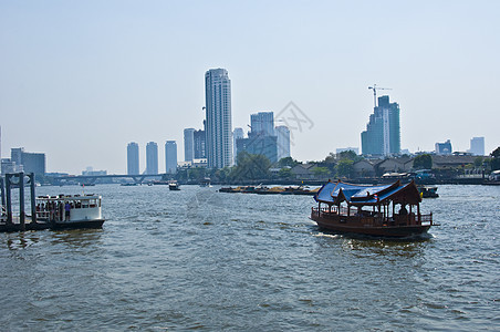 曼谷及其河流异国热带运输情调文化城市景观建筑物运河旅行图片