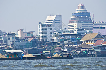 曼谷及其河流异国旅行城市文化建筑物景观情调运输运河热带图片