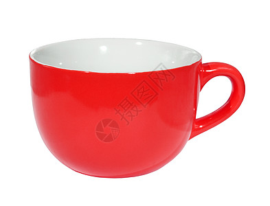 橘色陶瓷咖啡杯红杯容量制品影响陶器厨具宏观白色空白反射用具背景