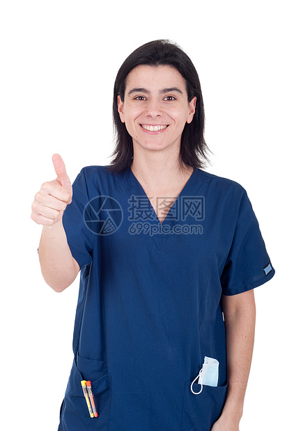 牙医大拇拇指上升外科手势男人工人护士女性临床学生工作职业图片