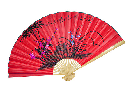 红中国风扇宏观艺术白色文化红色木头戏剧图片