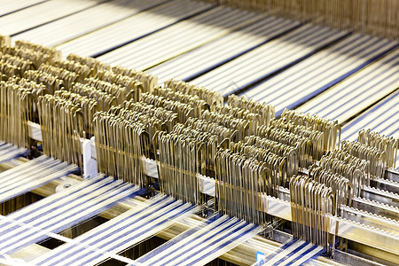 纺织机的紧闭细节编织机器线程机械纺织品纺织面料技术工厂图片