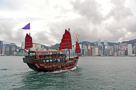 香港有旅游垃圾的港口巡航血管渡船摩天大楼商业乘客海洋高楼旅行领土图片