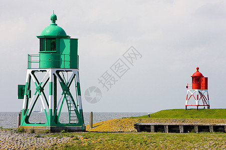 荷兰弗赖斯兰 斯塔沃伦海域建筑外观建筑物海岸支撑旅行灯塔位置导航图片