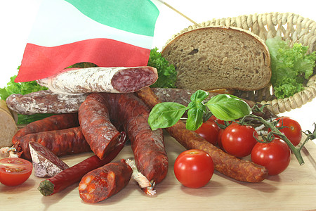 意大利沙拉米空气洋葱香肠旗帜小吃熏制市场横幅图片