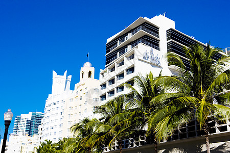美国佛罗里达州迈阿密海滩Art Deco区旅行酒店建筑物装饰城市建筑艺术市政棕榈位置图片