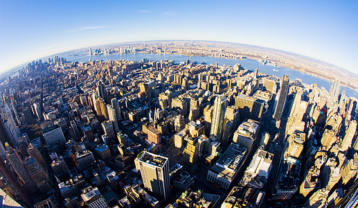 曼哈顿的风景 从帝国大厦 纽约市世界外观景观旅行鱼眼摩天大楼建筑位置建筑学城市图片