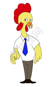 卡通鸡鸡鸡 站立惊讶公鸡男性插图领带艺术品图片