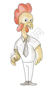 卡通鸡鸡鸡 站立惊讶插图男性艺术品公鸡领带图片
