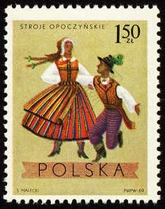 来自Opoczynski地区的波兰民俗舞者图片