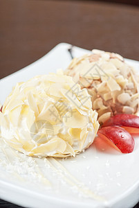 甜点套餐磨砂小吃奶制品蛋糕餐厅水果营养茶点冰淇淋盘子图片