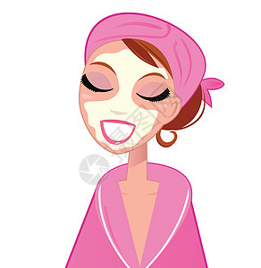 穿着粉红色浴袍的斯帕脸色女孩图片