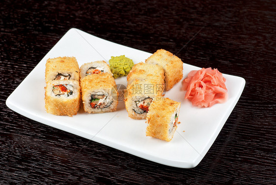 寿司卷熏制寿司面条芝麻文化鱼子鳗鱼叶子食物奶油图片