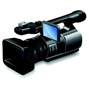 录像摄影机袖珍蓝色电气网络电子产品插图棕色镜片相机展示图片