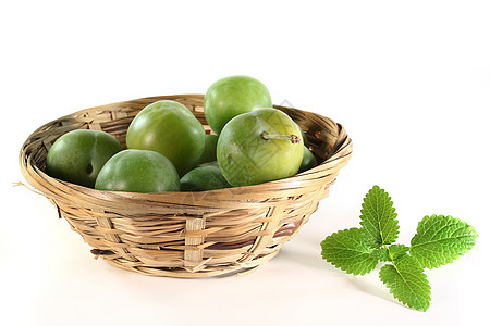 米拉贝维生素李子绿色装罐收成食物市场生态水果图片