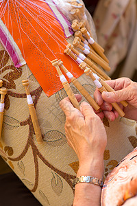 Bobbin 蕾带制作纺织品工作织物花边女性花边机精神手工病人花丝图片