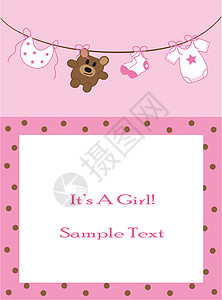 女孩婴儿公告圆点卡片剪贴簿童年动物衣服连体衣袜子插图问候语图片