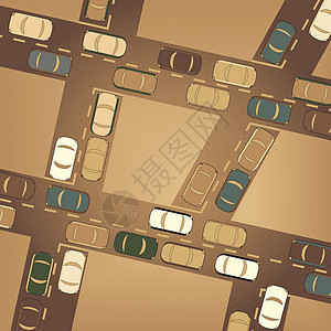 交通流量流量城市车辆僵局路口高峰时间道路棕色插图运输图片