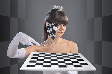 象棋皇后女孩黑色黑发国际白色女王女性化妆品水平食指图片