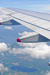 空中视图运输飞行蓝色旅行地面天空航班城市翅膀飞机图片