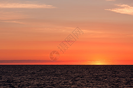 太阳升入水中橙子日落天空地平线天气海域阳光假期风景晴天图片