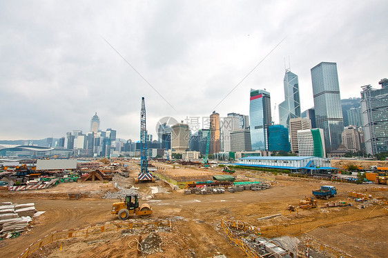 香港新高速公路的建设工地商业建造劳动城市工程领班街道金属项目起重机图片