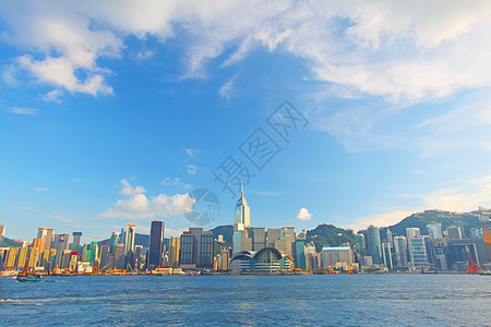 香港白天港口晴天旅游海洋渡船摩天大楼文化金融旅行蓝色图片