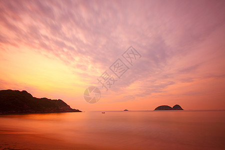 香港海岸的日落海浪天气天际阳光天堂蓝色橙子海洋魔法晴天图片